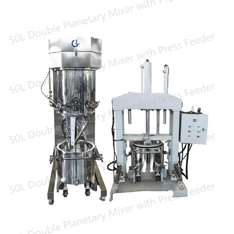 Misturador planetário duplo 50L com alimentador de prensa